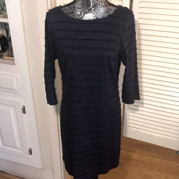 Trina Turk Navy Fringe Dress 👗 and Adjustable Slip. Perfectly designed set. 8 - Picture 1 of 14